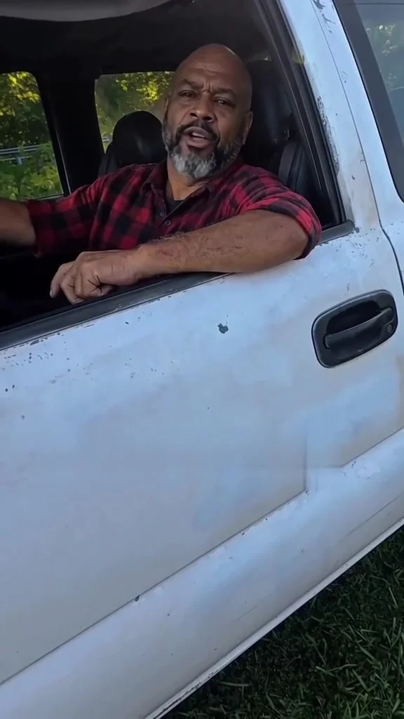Marcus as the angry truck driver